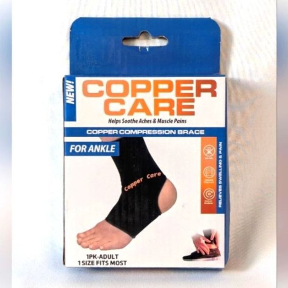Copper Care ankle brace black compression sleeve ankle brace sports one size NIB